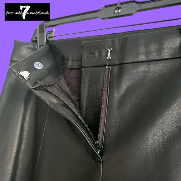 7 For All Mankind NEW Parisian Chic Coated Faux Leather Wide Crop Leg Pant L - Picture 4 of 11